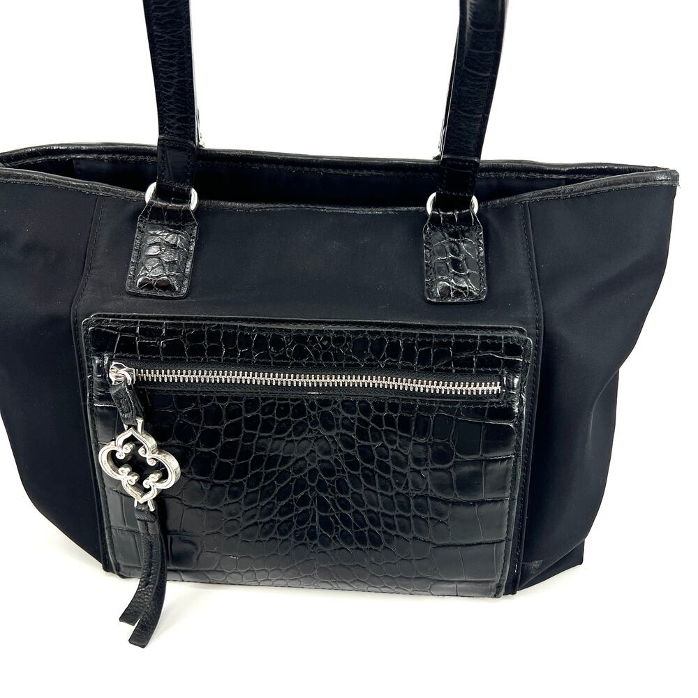 Brighton Toledo Tanya Nylon and Croc-Embossed Leather Organizer Bag Purse *READ*